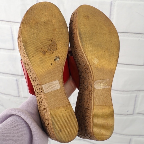 A. Giannetti sz 9 red patent leather wedge sandals - Picture 7 of 10